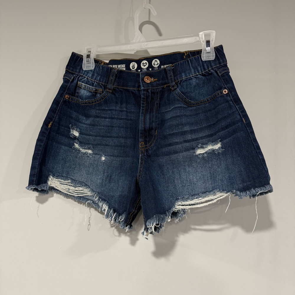 Rewash Dark Blue Distressed Jean Shorts